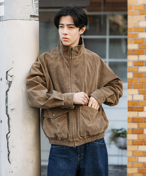 FREAK'S STORE（フリークスストア）の「ウォッシュ加工 レザレッド スタンドカラー ジップアップ ショートブルゾン（ブルゾン・メンズ・ブラウン/ブラック/ベージュ・LARGE/MEDIUM）」の13枚目の写真