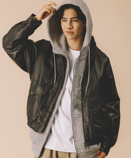 FREAK'S STORE（フリークスストア）の「ウォッシュ加工 レザレッド スタンドカラー ジップアップ ショートブルゾン（ブルゾン・メンズ・ブラウン/ブラック/ベージュ・LARGE/MEDIUM）」の12枚目の写真