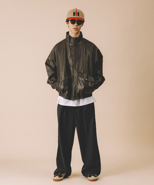 FREAK'S STORE(フリークスストア)の「ウォッシュ加工 レザレッド スタンドカラー ジップアップ ショートブルゾン(ブルゾン・メンズ・ブラウン/ブラック/ベージュ・LARGE/MEDIUM)」の6枚目の写真