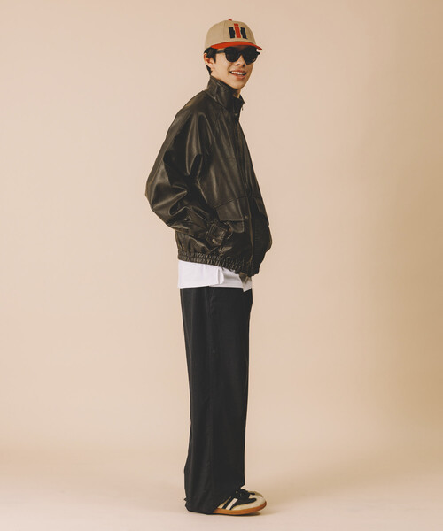 FREAK'S STORE(フリークスストア)の「ウォッシュ加工 レザレッド スタンドカラー ジップアップ ショートブルゾン(ブルゾン・メンズ・ブラウン/ブラック/ベージュ・LARGE/MEDIUM)」の7枚目の写真