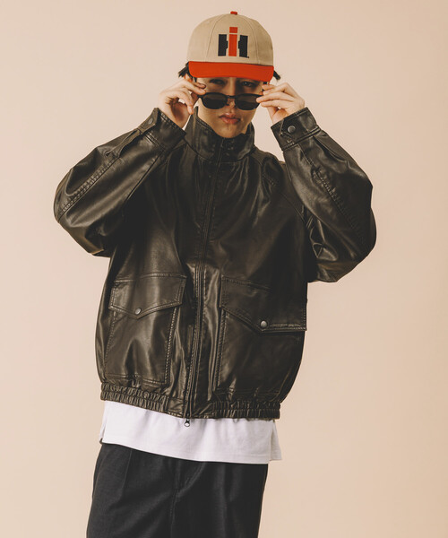 FREAK'S STORE（フリークスストア）の「ウォッシュ加工 レザレッド スタンドカラー ジップアップ ショートブルゾン（ブルゾン・メンズ・ブラウン/ブラック/ベージュ・LARGE/MEDIUM）」の18枚目の写真