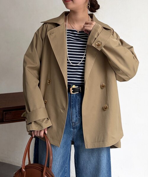 Chez toi（シェトワ）の「バックフレアコート（その他アウター・レディース・ベージュ/ネイビー・FREE）」の2枚目の写真