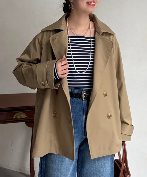 Chez toi（シェトワ）の「バックフレアコート（その他アウター・レディース・ベージュ/ネイビー・FREE）」の3枚目の写真