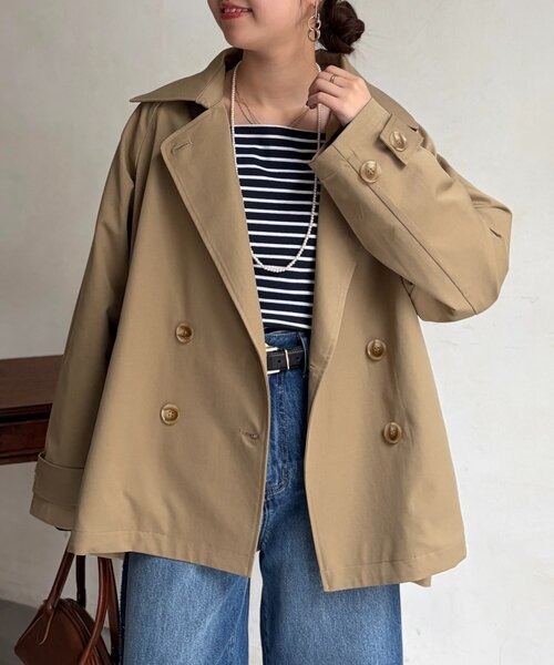 Chez toi（シェトワ）の「バックフレアコート（その他アウター・レディース・ベージュ/ネイビー・FREE）」の4枚目の写真