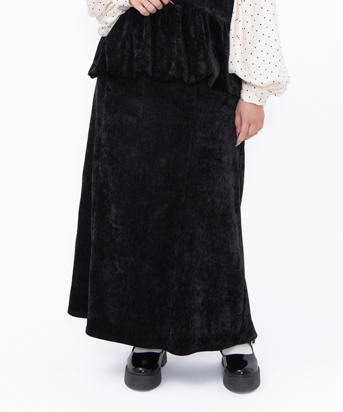 PUNYUS（プニュズ）の「ベロアロングスカート（スカート・レディース・オフホワイト/グレー/ブラック・1/2/3/4/5）」の9枚目の写真