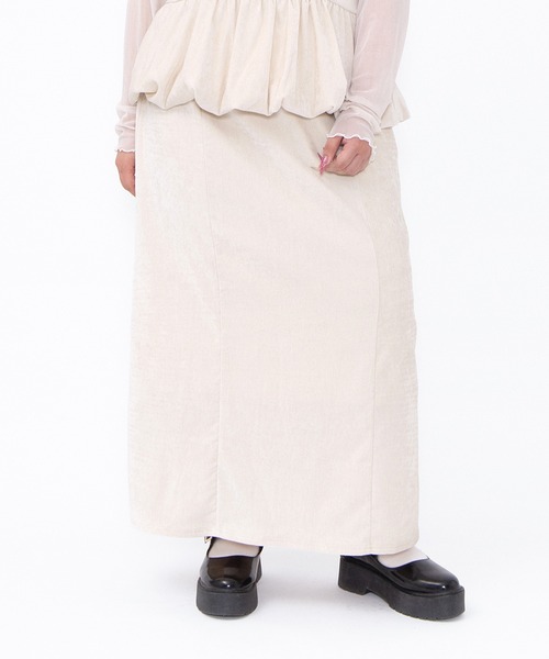 PUNYUS（プニュズ）の「ベロアロングスカート（スカート・レディース・オフホワイト/グレー/ブラック・1/2/3/4/5）」の4枚目の写真