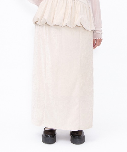 PUNYUS（プニュズ）の「ベロアロングスカート（スカート・レディース・オフホワイト/グレー/ブラック・1/2/3/4/5）」の6枚目の写真