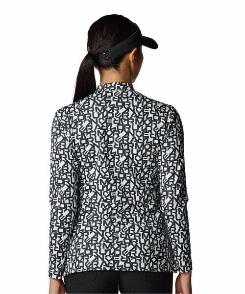 UNDER ARMOUR(アンダーアーマー)の「UAドライブ アーマーニット プリント ロングスリーブ モックネック シャツ(ゴルフ/レディース)(ポロシャツ・レディース・ブラック・L/S/M/XL)」の2枚目の写真