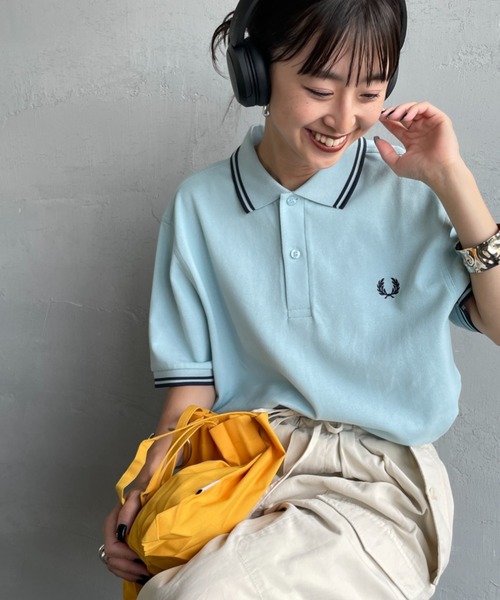 FRED PERRY（フレッドペリー）の「[FRED PERRY/フレッドペリー] ツインティップライン ワンポイントロゴ刺繍ポロシャツ M3600（ポロシャツ・レディース・オリーブ/ブラック系/ブラック系1/ダークブルー/チャコール/ブルーグレー/ホワイト系1/キャメル/モスグリーン/グリーン/ネイビー系/ナチュラル/グレー/オフホワイト/ワイン/サックスブルー/ダークグリーン/ホワイト/ブラック/ネイビー/ネイビー系1/レッド/チャコールグレー/グリーン系・M/S/XL/L）」の18枚目の写真