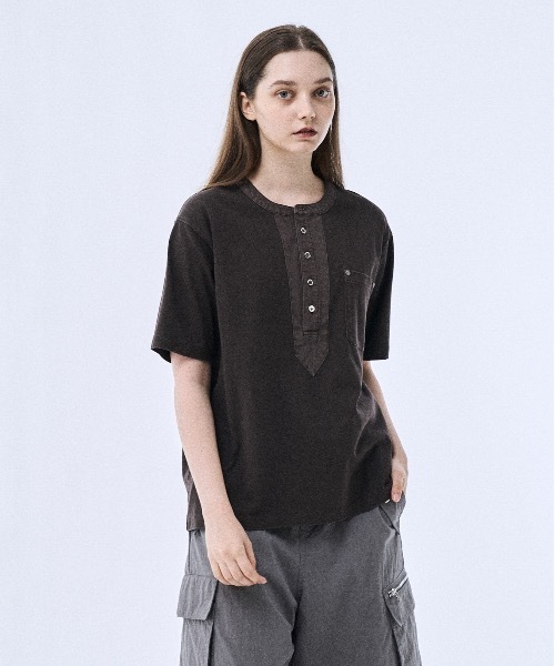 Metal button henly neck T-shirts / メタルボタンヘンリーネックT（T