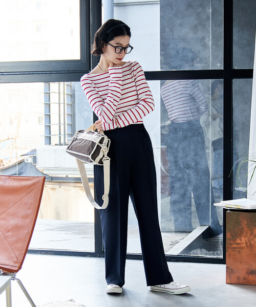 FREAK'S STORE（フリークスストア）の「コットンモダール ボートネック ボーダーロンT（Tシャツ/カットソー・レディース・ベージュ/ネイビー/レッド/グリーン/ブルー/グレー/ブラック・SMALL/MEDIUM）」の11枚目の写真