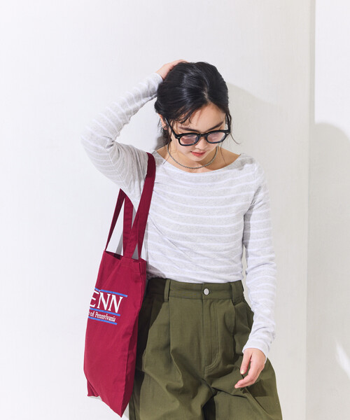 FREAK'S STORE（フリークスストア）の「コットンモダール ボートネック ボーダーロンT（Tシャツ/カットソー・レディース・ベージュ/ネイビー/レッド/グリーン/ブルー/グレー/ブラック・SMALL/MEDIUM）」の20枚目の写真