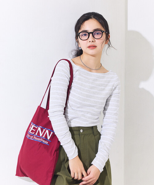 FREAK'S STORE（フリークスストア）の「コットンモダール ボートネック ボーダーロンT（Tシャツ/カットソー・レディース・ベージュ/ネイビー/レッド/グリーン/ブルー/グレー/ブラック・SMALL/MEDIUM）」の21枚目の写真