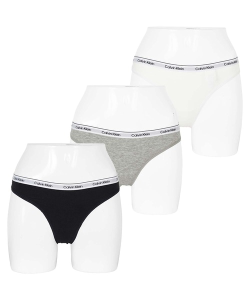 Calvin Klein（カルバン・クライン）の「Calvin Klein カルバンクライン 【3枚セット】ICON MODERN LOGO 3PK レディース Tバック（ショーツ・レディース・ブラック/ブラック系2・MEDIUM/LARGE/X-LARGE/SMALL）」の2枚目の写真