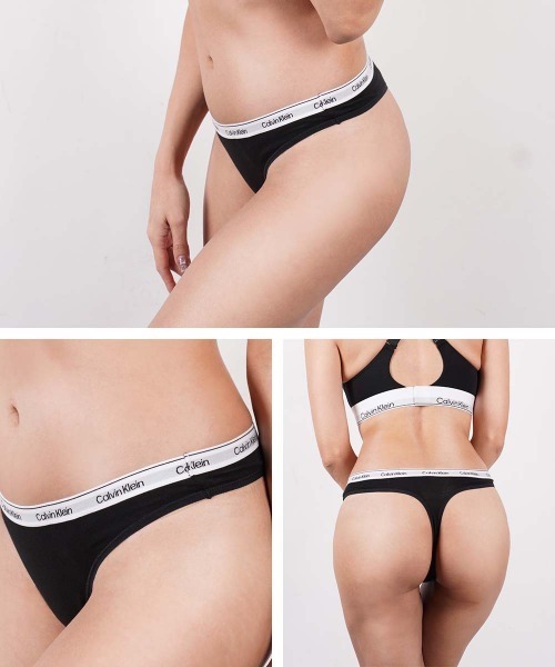 Calvin Klein（カルバン・クライン）の「Calvin Klein カルバンクライン 【3枚セット】ICON MODERN LOGO 3PK レディース Tバック（ショーツ・レディース・ブラック/ブラック系2・MEDIUM/LARGE/X-LARGE/SMALL）」の3枚目の写真