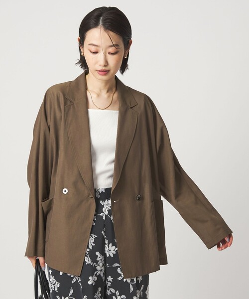 green label relaxing（グリーンレーベルリラクシング）の「［size SHORTあり］VeryLight  ベリーライト ジャケット ウォッシャブル 接触冷感（テーラードジャケット・レディース・ブラック/ダークブラウン・FREE/SHORT）」の5枚目の写真