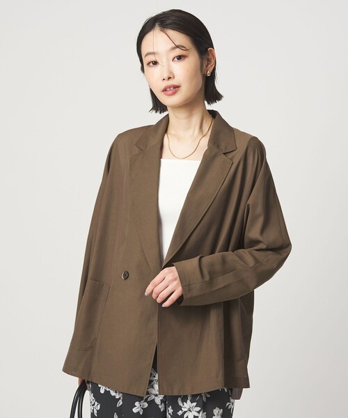 green label relaxing（グリーンレーベルリラクシング）の「［size SHORTあり］VeryLight  ベリーライト ジャケット ウォッシャブル 接触冷感（テーラードジャケット・レディース・ブラック/ダークブラウン・FREE/SHORT）」の6枚目の写真