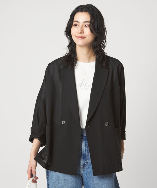 green label relaxing（グリーンレーベルリラクシング）の「［size SHORTあり］VeryLight  ベリーライト ジャケット ウォッシャブル 接触冷感（テーラードジャケット・レディース・ブラック/ダークブラウン・FREE/SHORT）」の12枚目の写真