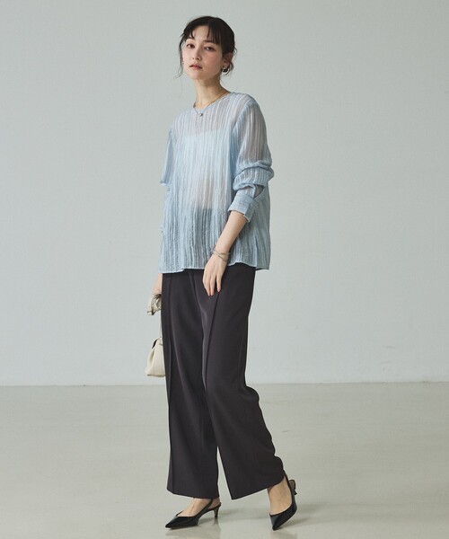 qualite(カリテ)の「【セットアップ対応】ドライカルゼフルイドパンツ/オフィスカジュアル/春服/フォーマル/セレモニー(その他パンツ・レディース・ベージュ/チャコールグレー・36/38)」の7枚目の写真