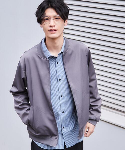 THE SHOP TK （ザ ショップ ティーケー ）の「FLEX LINE ストレッチリブブルゾン　ストレッチ/防シワ/マシンウォッシャブル/セットアップ可（ブルゾン・メンズ・グレー/ベージュ/ブラック・04/01/02/03）」の8枚目の写真