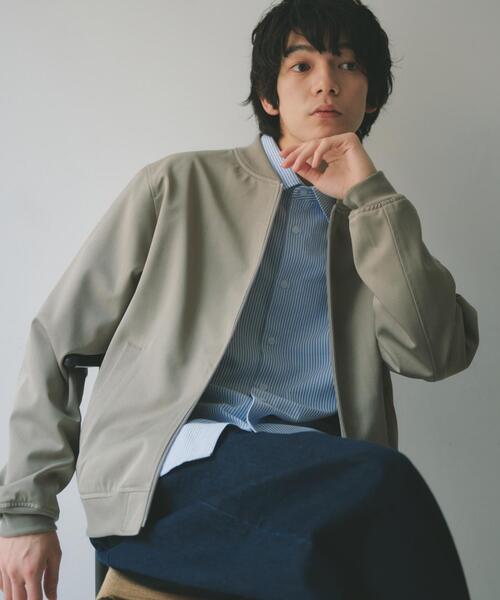 THE SHOP TK （ザ ショップ ティーケー ）の「FLEX LINE ストレッチリブブルゾン　ストレッチ/防シワ/マシンウォッシャブル/セットアップ可（ブルゾン・メンズ・グレー/ベージュ/ブラック・04/01/02/03）」の12枚目の写真