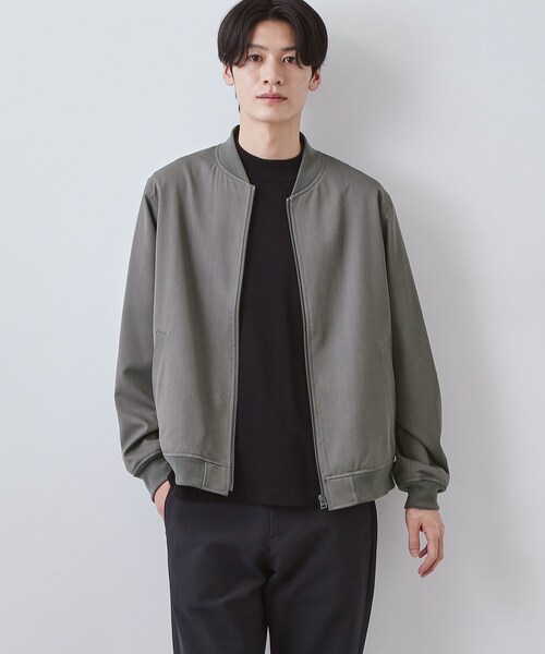 THE SHOP TK （ザ ショップ ティーケー ）の「FLEX LINE ストレッチリブブルゾン　ストレッチ/防シワ/マシンウォッシャブル/セットアップ可（ブルゾン・メンズ・グレー/ベージュ/ブラック・04/01/02/03）」の6枚目の写真