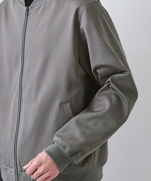 THE SHOP TK （ザ ショップ ティーケー ）の「FLEX LINE ストレッチリブブルゾン　ストレッチ/防シワ/マシンウォッシャブル/セットアップ可（ブルゾン・メンズ・グレー/ベージュ/ブラック・04/01/02/03）」の4枚目の写真
