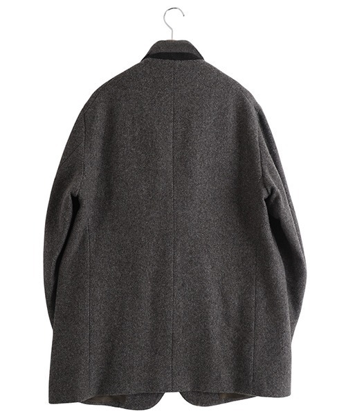 URU（ウル）の「URU / ウル：WOOL LIGHT TWEED - OVER JACKET：25FWLT01[COR]（テーラードジャケット・メンズ・ブラウン・2）」の2枚目の写真