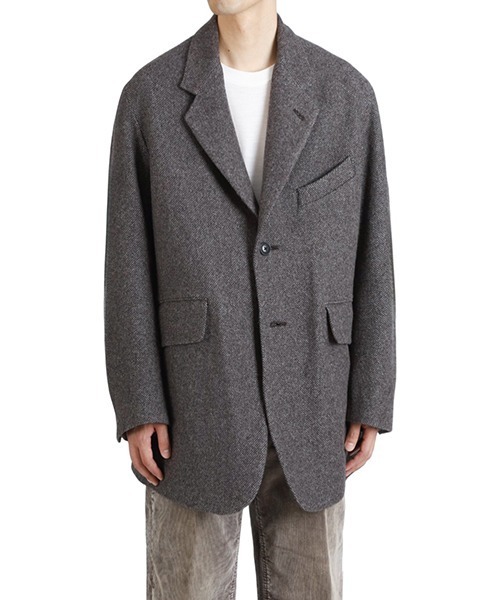 URU（ウル）の「URU / ウル：WOOL LIGHT TWEED - OVER JACKET：25FWLT01[COR]（テーラードジャケット・メンズ・ブラウン・2）」の10枚目の写真