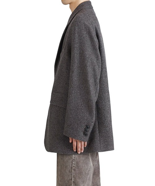 URU（ウル）の「URU / ウル：WOOL LIGHT TWEED - OVER JACKET：25FWLT01[COR]（テーラードジャケット・メンズ・ブラウン・2）」の11枚目の写真