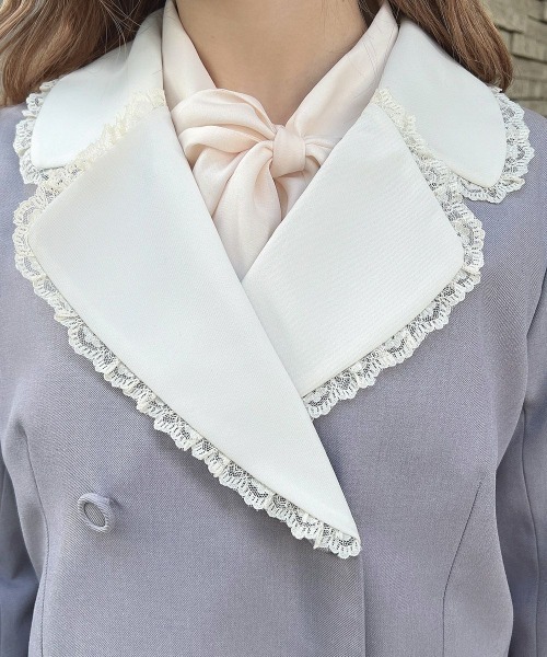 F i.n.t(フィント)の「【セットアップ対応】ダブル釦クレリックジャケット/fint フィント(その他アウター・レディース・ラベンダー/ライトグレー・FREE)」の9枚目の写真