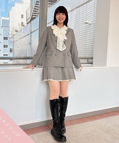 F i.n.t(フィント)の「【セットアップ対応】ダブル釦クレリックジャケット/fint フィント(その他アウター・レディース・ラベンダー/ライトグレー・FREE)」の19枚目の写真