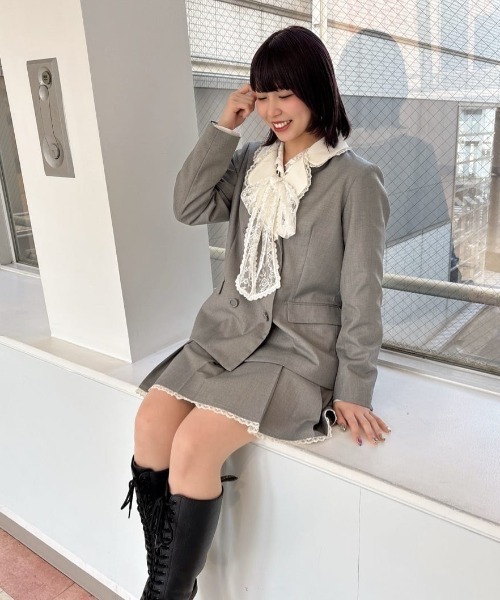 F i.n.t(フィント)の「【セットアップ対応】ダブル釦クレリックジャケット/fint フィント(その他アウター・レディース・ラベンダー/ライトグレー・FREE)」の21枚目の写真