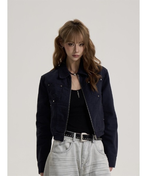 Ritzy(リッツィー)の「クロップドワークジャケット(ブルゾン・レディース・ホワイト/ネイビー・M/L)」の21枚目の写真