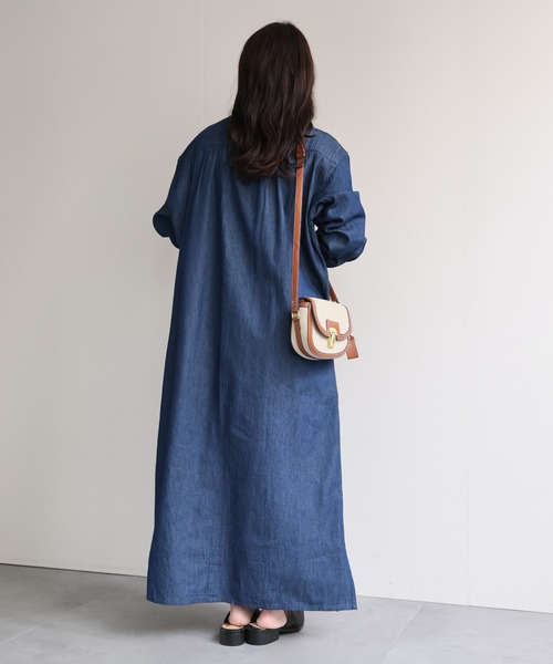 ap retro（アプレトロ）の「【India Fabric】ピンタックデニムシャツワンピース / 大人カジュアルロング（シャツワンピース・レディース・ブルー/ライトブルー/ダークブルー・FREE）」の17枚目の写真