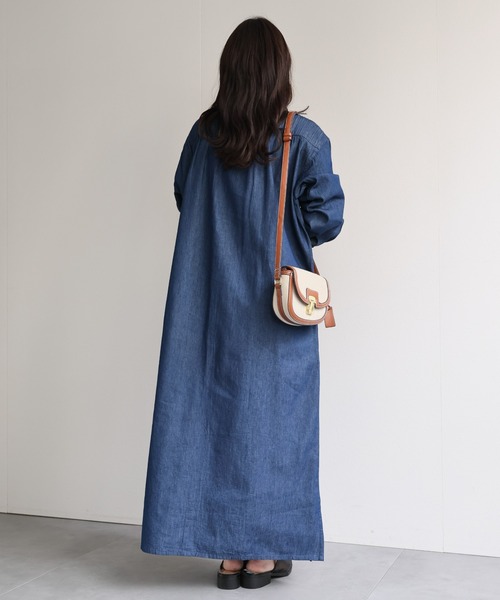 ap retro（アプレトロ）の「【India Fabric】ピンタックデニムシャツワンピース / 大人カジュアルロング（シャツワンピース・レディース・ブルー/ライトブルー/ダークブルー・FREE）」の18枚目の写真