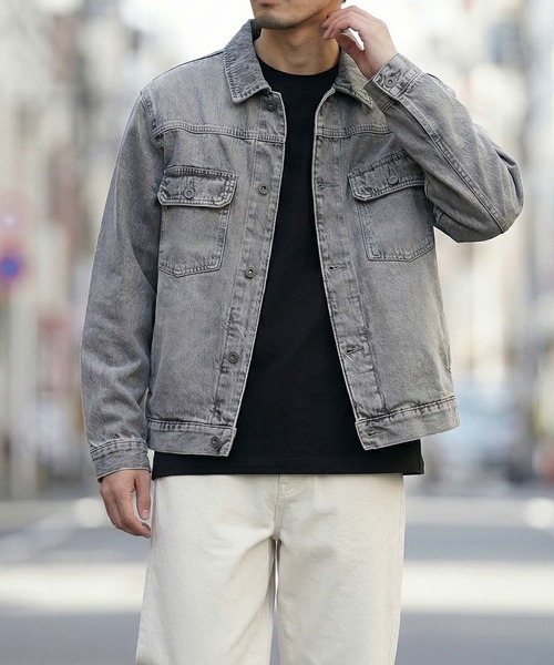 TopIsm(トップイズム)の「ビンテージウォッシュ デニムジャケットGジャン(デニムジャケット・メンズ・ネイビー/ブラック/ライトブルー/ライトグレー・M/L/LL)」の2枚目の写真