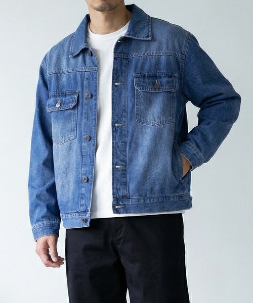 TopIsm(トップイズム)の「ビンテージウォッシュ デニムジャケットGジャン(デニムジャケット・メンズ・ネイビー/ブラック/ライトブルー/ライトグレー・M/L/LL)」の3枚目の写真