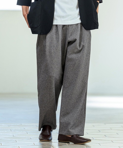 Magine(マージン)の「mp14655- Kersey Style Two Tuck Easy Wide Pants ワイドパンツ(MGN-261-015)(その他パンツ・メンズ・ベージュ/ブラック/ミックスグレー・48/46/44)」の3枚目の写真