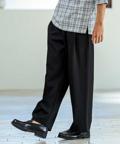 Magine(マージン)の「mp14655- Kersey Style Two Tuck Easy Wide Pants ワイドパンツ(MGN-261-015)(その他パンツ・メンズ・ベージュ/ブラック/ミックスグレー・48/46/44)」の2枚目の写真