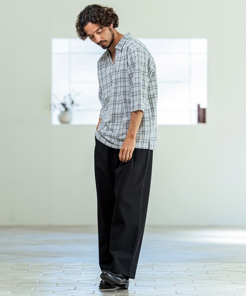 Magine(マージン)の「mp14655- Kersey Style Two Tuck Easy Wide Pants ワイドパンツ(MGN-261-015)(その他パンツ・メンズ・ベージュ/ブラック/ミックスグレー・48/46/44)」の7枚目の写真