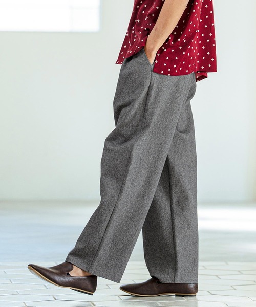 Magine(マージン)の「mp14655- Kersey Style Two Tuck Easy Wide Pants ワイドパンツ(MGN-261-015)(その他パンツ・メンズ・ベージュ/ブラック/ミックスグレー・48/46/44)」の10枚目の写真