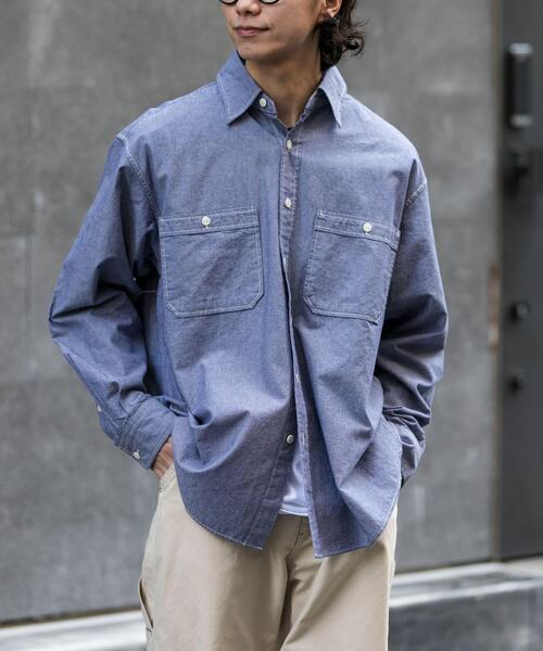 FORK&SPOON（フォークアンドスプーン）の「FORK&SPOON　ダブルポケットシャンブレーシャツ（シャツ/ブラウス・メンズ・ブルー/アイボリー・5/4）」の10枚目の写真