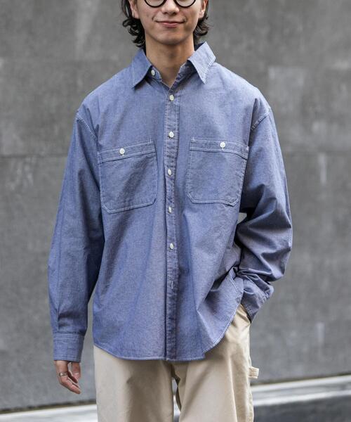 FORK&SPOON（フォークアンドスプーン）の「FORK&SPOON　ダブルポケットシャンブレーシャツ（シャツ/ブラウス・メンズ・ブルー/アイボリー・5/4）」の13枚目の写真