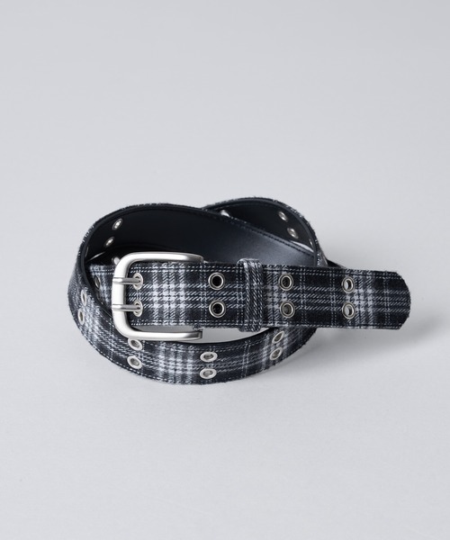 kutir(クティール)の「【8周年限定アイテム】CHECK DESIGN GROMMET BELT/チェックデザインハトメベルト(ベルト・メンズ・ブラウン/グリーン/ブラック・FREE)」の1枚目の写真