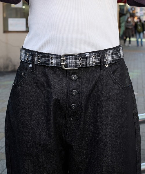 kutir(クティール)の「【8周年限定アイテム】CHECK DESIGN GROMMET BELT/チェックデザインハトメベルト(ベルト・メンズ・ブラウン/グリーン/ブラック・FREE)」の5枚目の写真