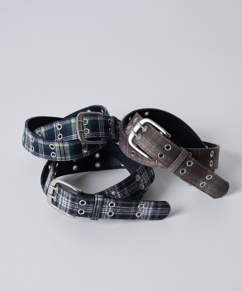 kutir(クティール)の「【8周年限定アイテム】CHECK DESIGN GROMMET BELT/チェックデザインハトメベルト(ベルト・メンズ・ブラウン/グリーン/ブラック・FREE)」の19枚目の写真