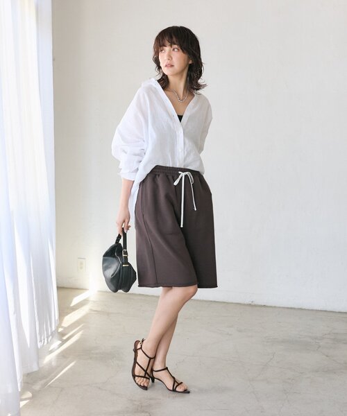 RIVE DROITE（リヴドロワ）の「【ラフになりすぎず、品よく決まる】スエットハーフパンツ（スウェットパンツ・レディース・グレー/ブラウン・FREE）」の20枚目の写真