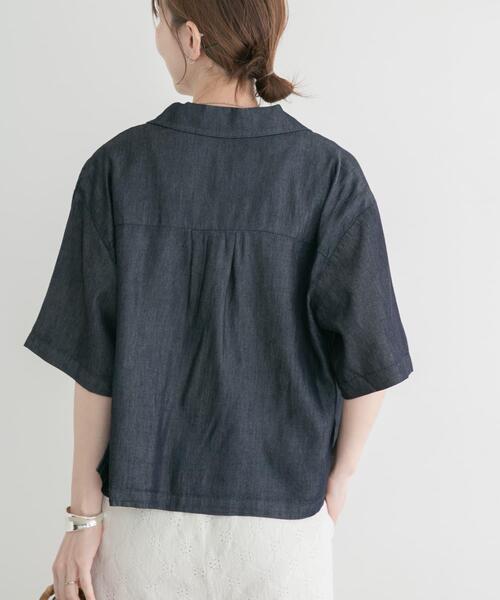 ITEMS URBANRESEARCH（アイテムズ アーバンリサーチ）の「レーヨンデニム半袖シャツ（シャツ/ブラウス・レディース・ブラック/ワンウォッシュ・FREE）」の15枚目の写真