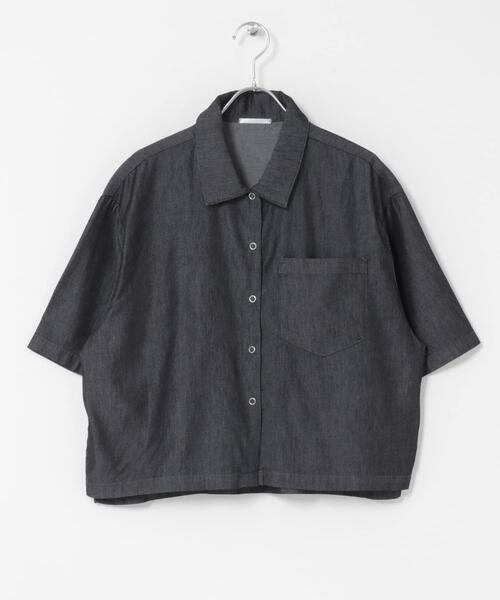 ITEMS URBANRESEARCH（アイテムズ アーバンリサーチ）の「レーヨンデニム半袖シャツ（シャツ/ブラウス・レディース・ブラック/ワンウォッシュ・FREE）」の18枚目の写真